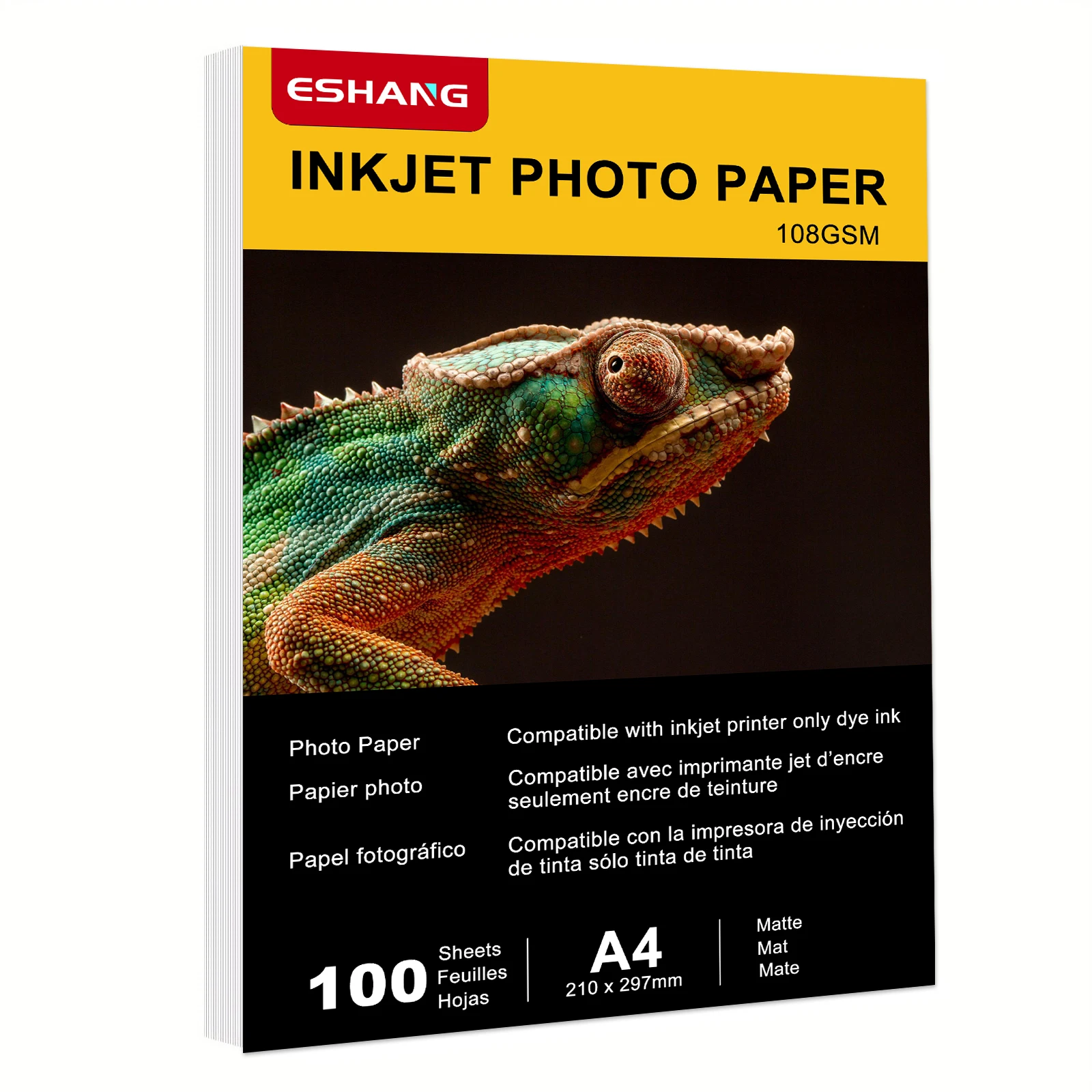 A4 Size 100 Sheets Presentation Paper Matte 8.3x11.7 Inkjet 32lb 108gsm Single Side Printable Photo for All Dye InkInkiet Printe