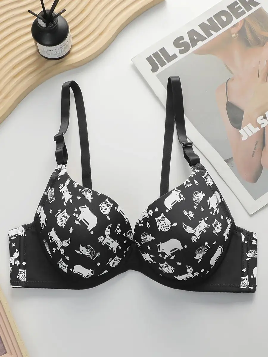 Women\'s Sexy Cartoon Design With Steel Ring Gathering Push Up Underwear Daily Casual And Comfortable Close Fitting Bra B6052