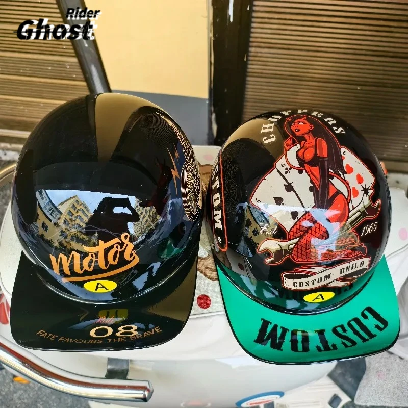 

Electric Car Crash-proof Baseball Cap Helmet Retro Motorcycle Helmet Vintage for Outdoor Cycling Roller Skating Open Face