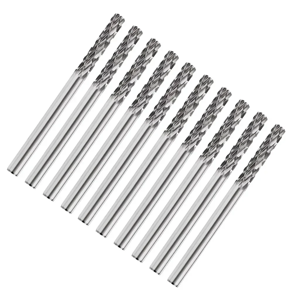 10Pcs 38mm Tungsten Carbide Rotary File 3mm Shank Milling Cutter For Copper/aluminum/carbon Steel Fast Cutting & Polishing