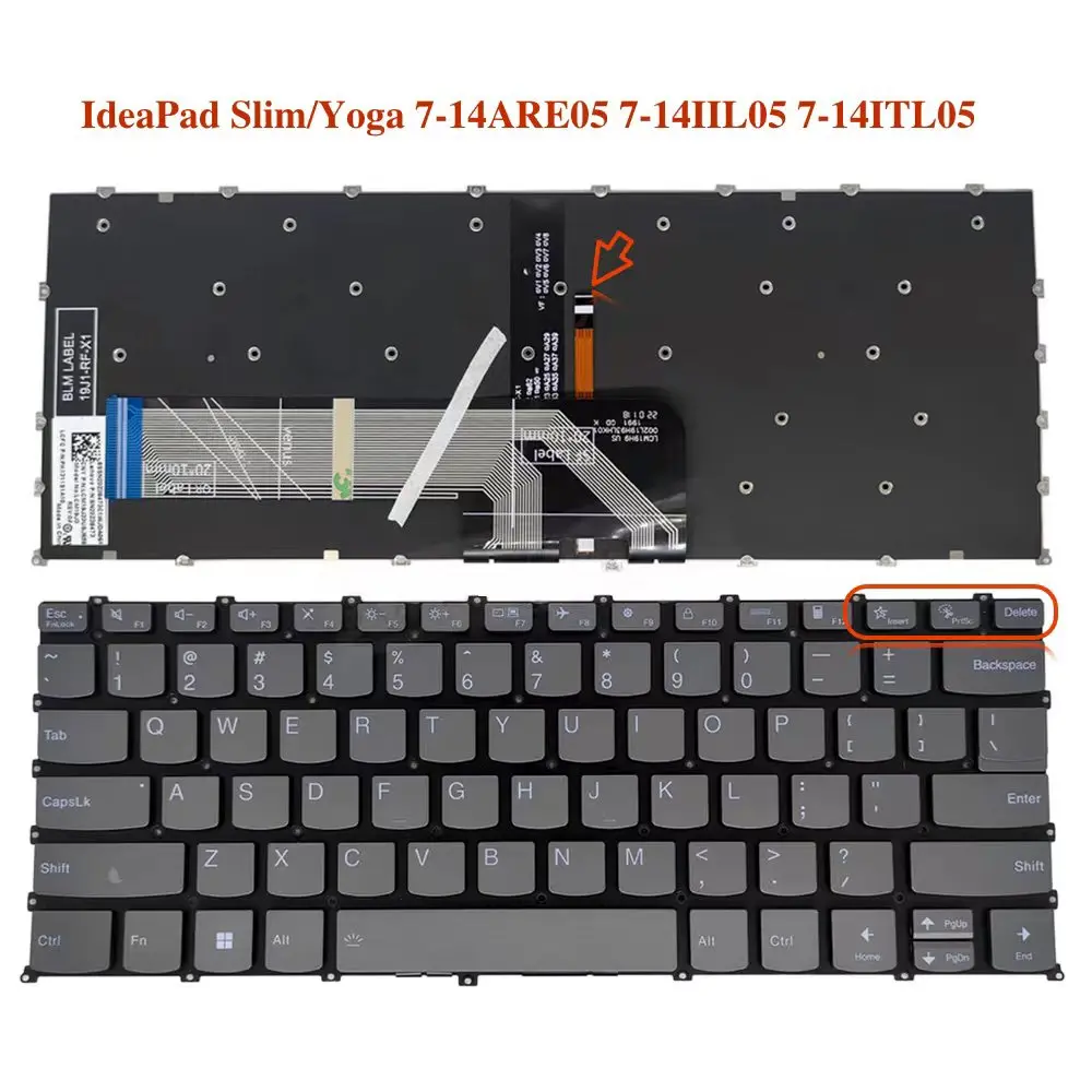 

New US Russian Keyboard For Lenovo IdeaPad 5 14ITL05 Flex 5-14IIL05 5-14ARE05 Yoga Slim 7 -13ACN05 Pro-14ITL5 RU backlit black