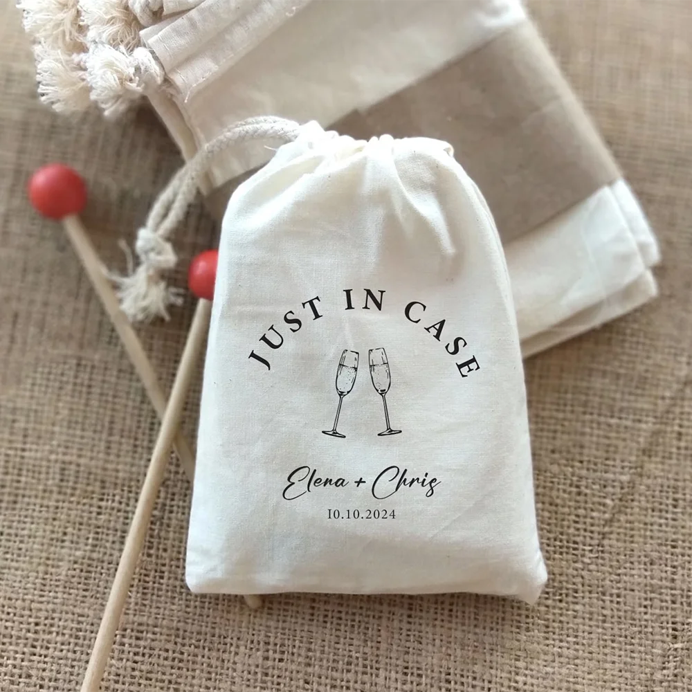 Custom 5Pcs Just in Case Recovery Kit Drawstring Bag Hangover Kit Wedding Bridal Shower Anniversary Bachelorette Party Decor