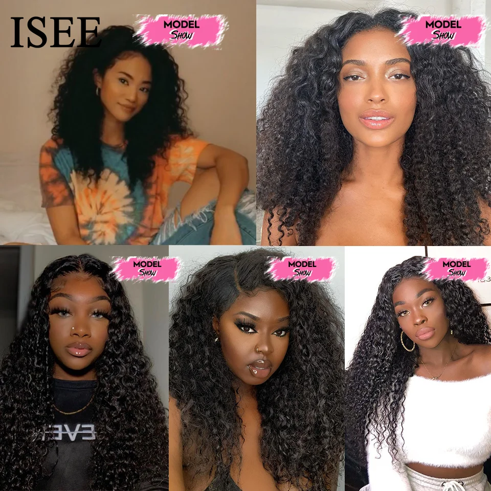 ISEE HAIR Wig 32 Inch Mongolian Water Wave 4X4 Lace Closure Wig Human Hair Wigs For Women 220% 13X4 Lace Front Wigs Clearance