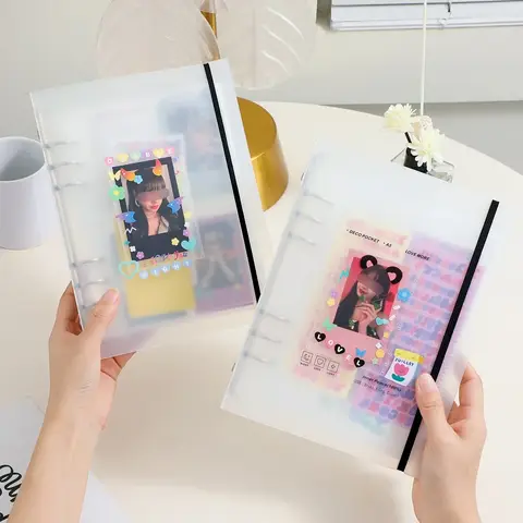 A5 Binder Kpop Photo Album Photocards Cover Photocard Collect Book Korean Frosted Polaroid Loose-leaf Polaroid Album Scrapbook