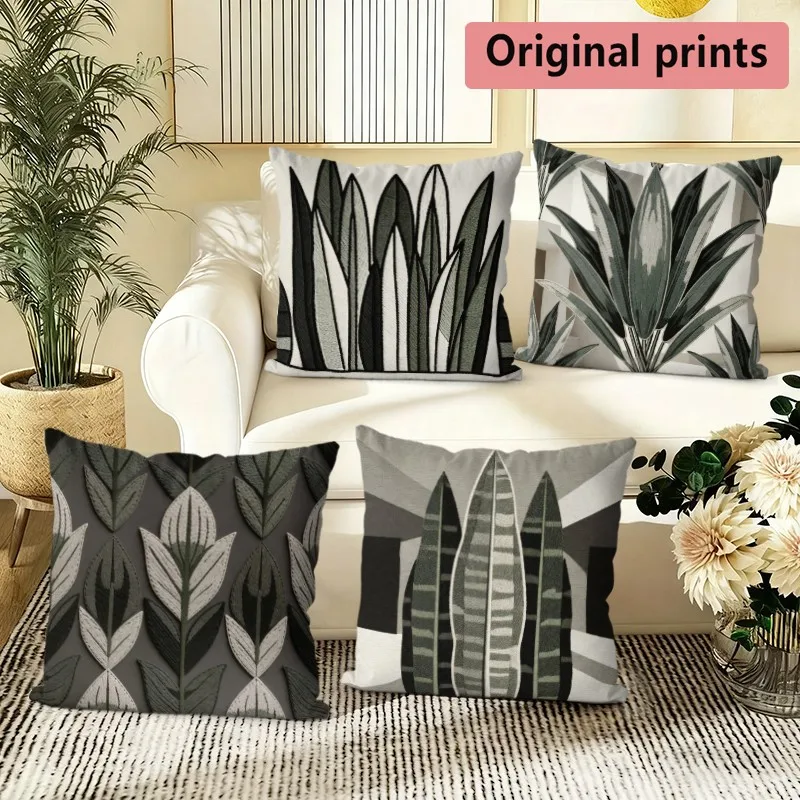 Tropical Leaf Print Throw Pillow Covers Pattern Cushion Cover Suitable for Sofa Bedroom Car Pillow Cover