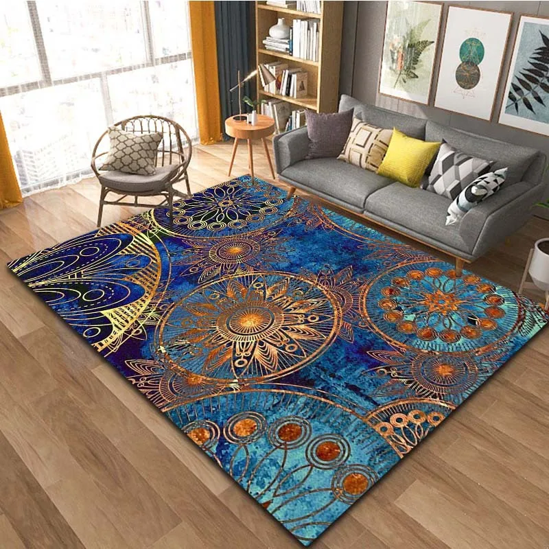Mandala Bohemia Pattern Carpet, Door Floor Mat Abstract Geometric Optical Doormat, Non-slip Floor Mat Living Room Decor Rug