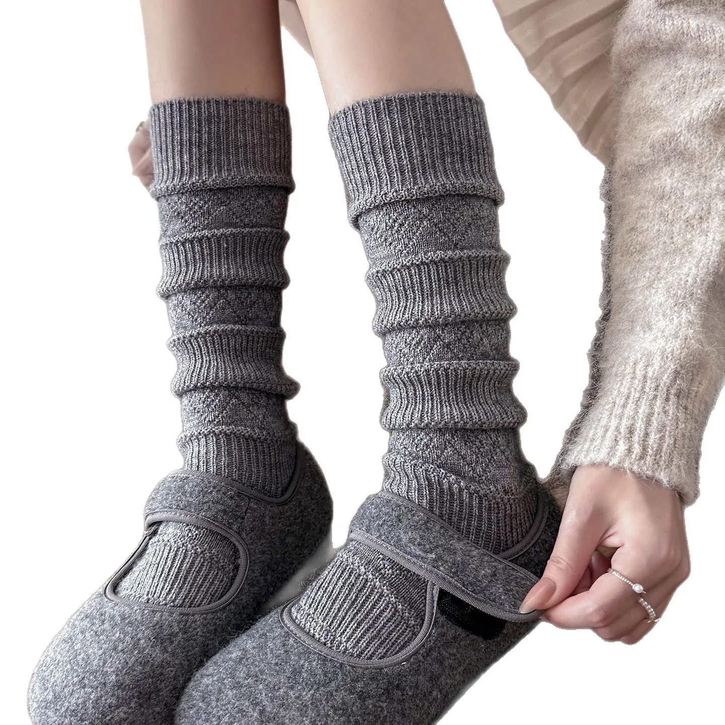 Otoño e Invierno nuevos calcetines de pila JK de doble aguja calcetines cálidos gruesos calcetines cálidos hasta la pantorrilla calcetines de otoño e invierno para mujer