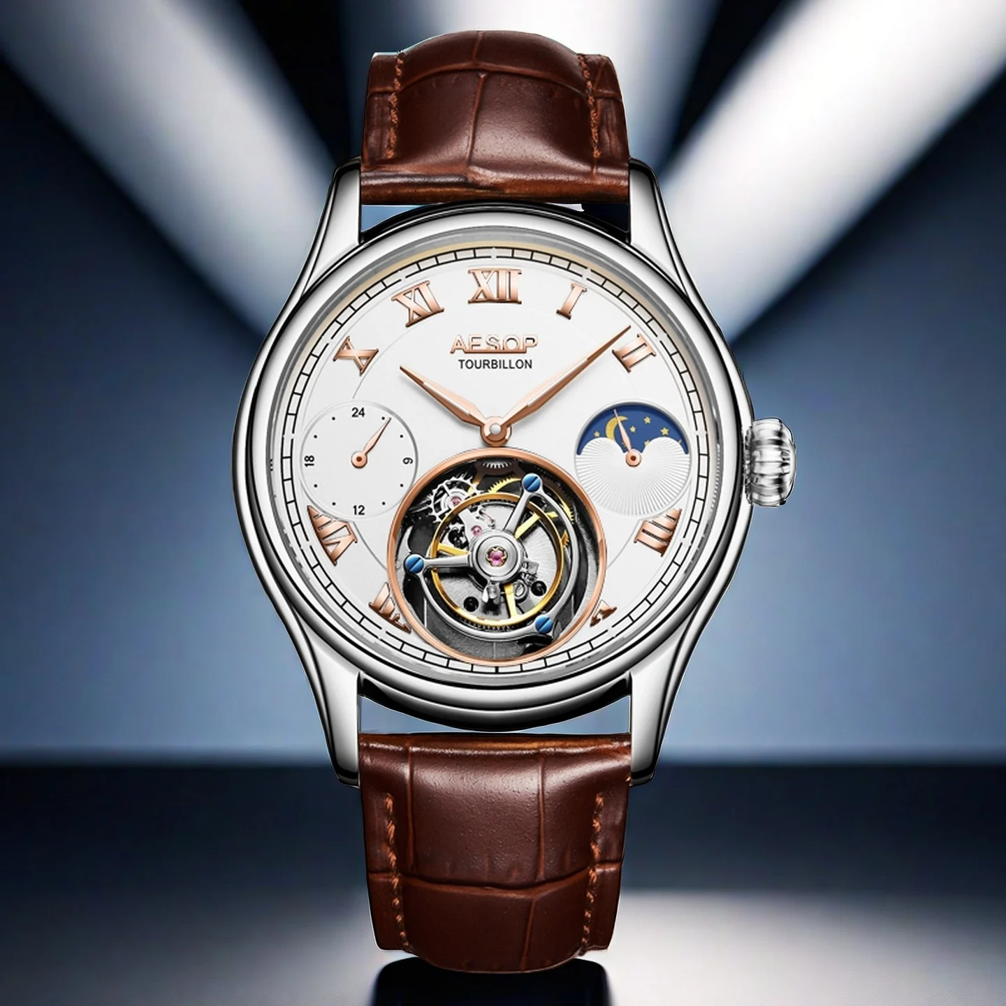 AESOP Original Flying Tourbillon Watches for Men Mechanical Skeleton Tourbillon Movement Fashion Wrist Watch Mens Sapphire 2025