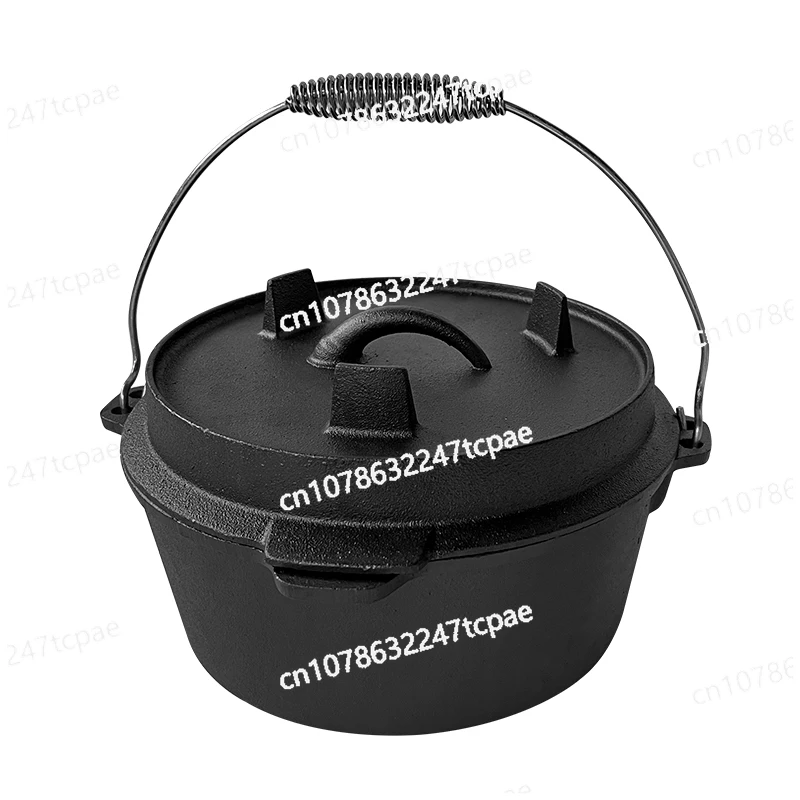 

Outdoor Craftsman Cast Iron Soup Pot Outdoor BBQ Tools Picnic Pot Uncoated Multifunctional Household Stew Pot