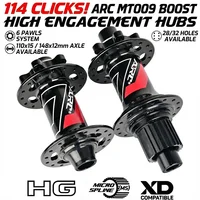 ARC MT009 BOOST Hubs 110x15 148x12mm 6 trinquetes 114 clics 28H/32H CNC aluminio MTB Hubset con HG MS XD cuerpo de buje libre para 12s