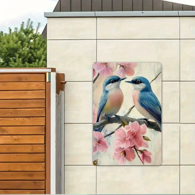 

Металлическая табличка 2D Bluebird Magpie Pink Flower ZZTM02, ручная работа, подарок на День святого Валентина, декор для дома, кухни, кафе, украшение для стен