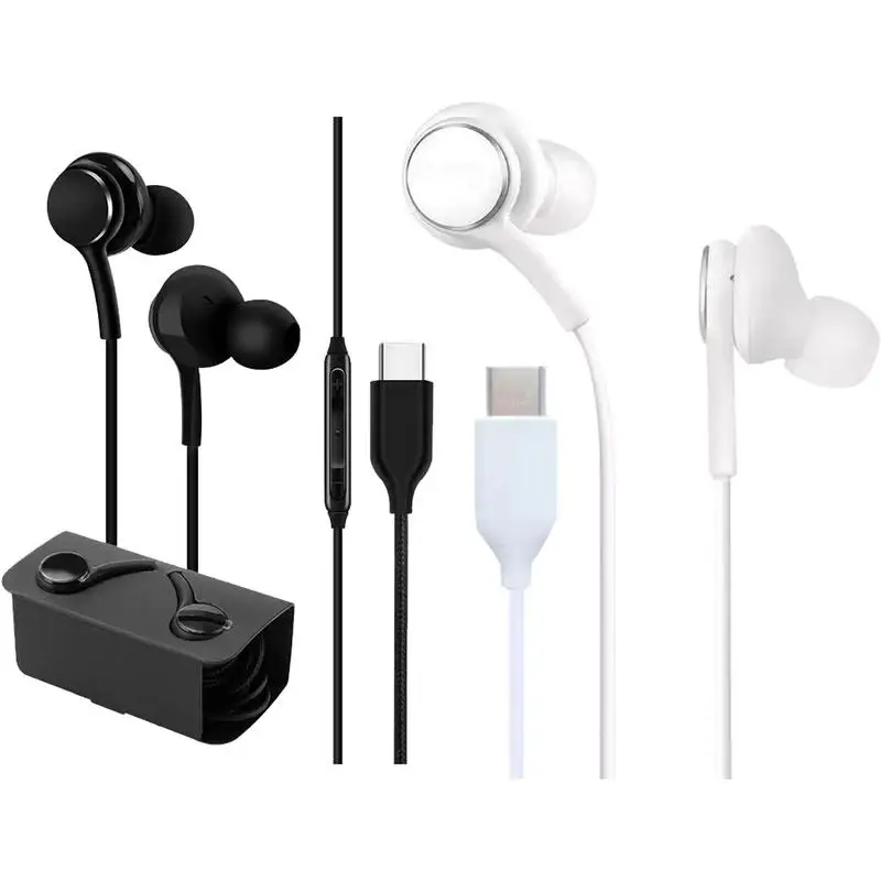 USB C Wired Headphones In-Ear Earbuds Wired With Mic Hi-Fi Stereo Sound Noise Canceling Waterproof Earphones For Hand-free Calls