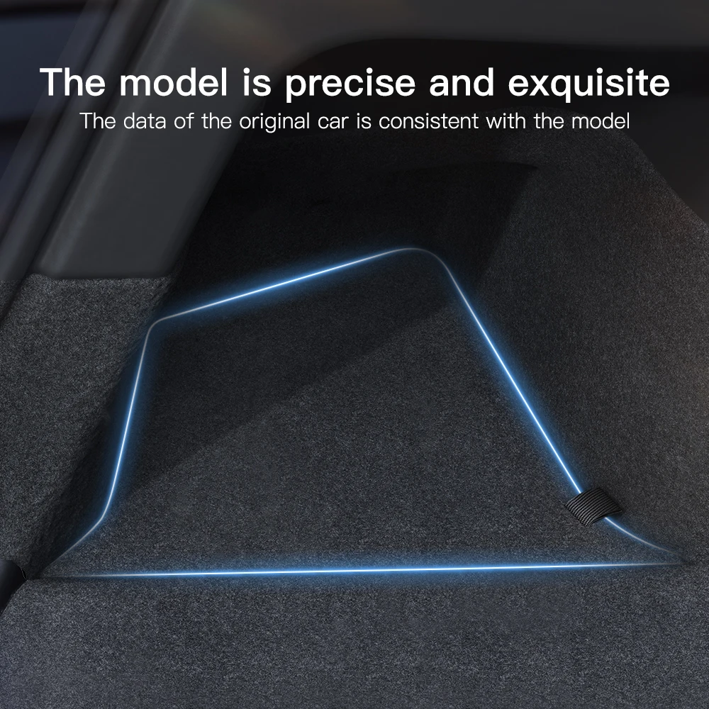 TPE Flocking Trunk Side Storage Box for Tesla Model YL,Model Y,Model 3 Car Interior Partition Organizer Cover Mat Storage Bins