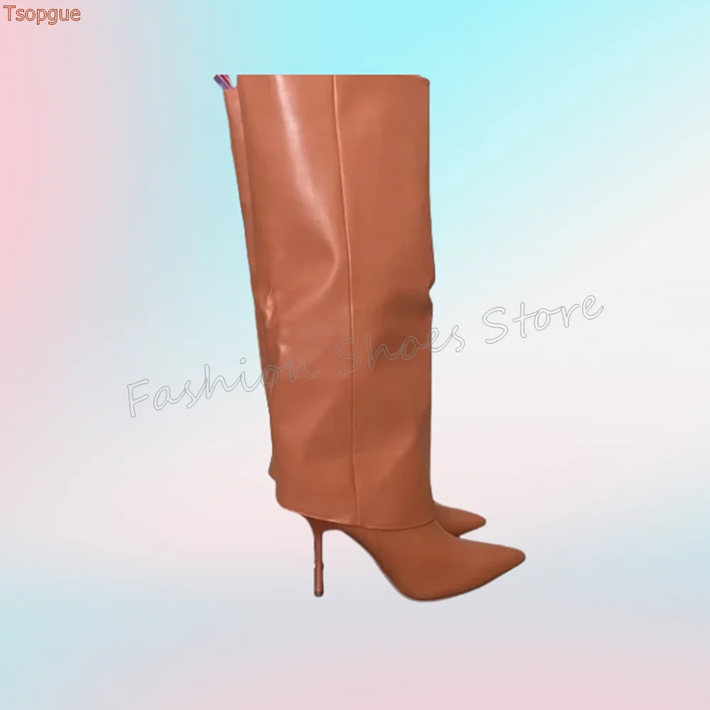 

Brown Slip on Pointed Toe Boots Matte Leather Stilettos High Heels High Heel Shoes for Women Heels 2025 New Zapatos Para Mujere