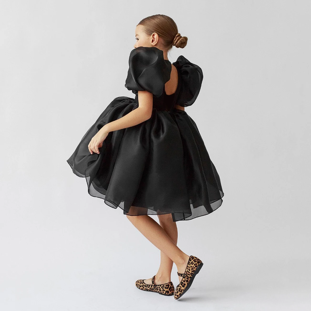 Elegant Bridesmaids Party Girls Dress Puff Sleeve Baptism Wedding Princess Prom Dresses for Girl Gala Birthday Christmas Costume