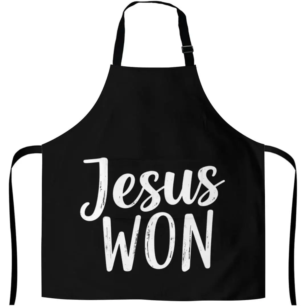 

Иисус Won религиозный фартук шеф-повара с карманами, регулируемый плечевой ремень, водонепроницаемые фартуки для барбекю для женщин и мужчин