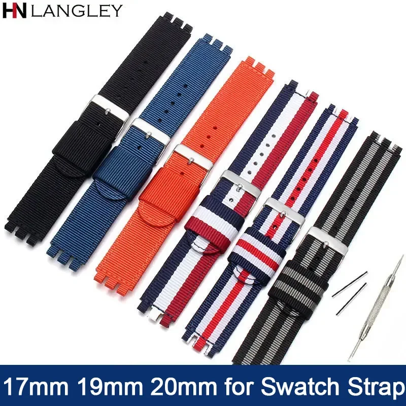 

Fabric Nylon Watchband for SWATCH Strap 17mm 19mm 20mm Belt Sport Wristband Bracelet Replacement Men Women Watch Accessories