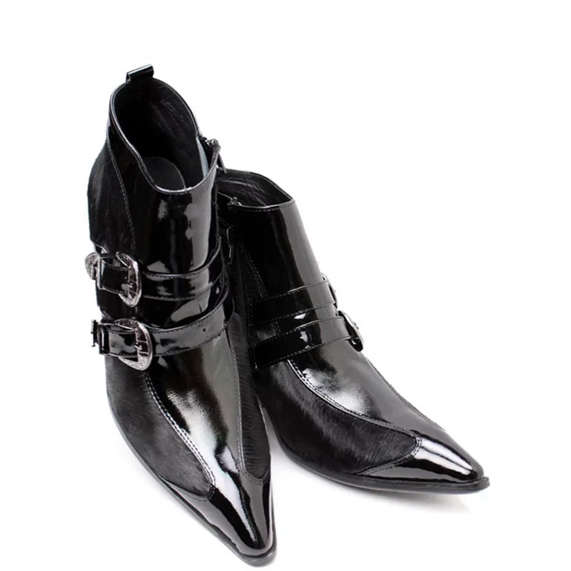 

НОВЫЕ модные зимние мужские ботинки с острым носком, красивые короткие кожаные ботинки, черные итальянские стильные zapatos de hombre, размер EU38-46