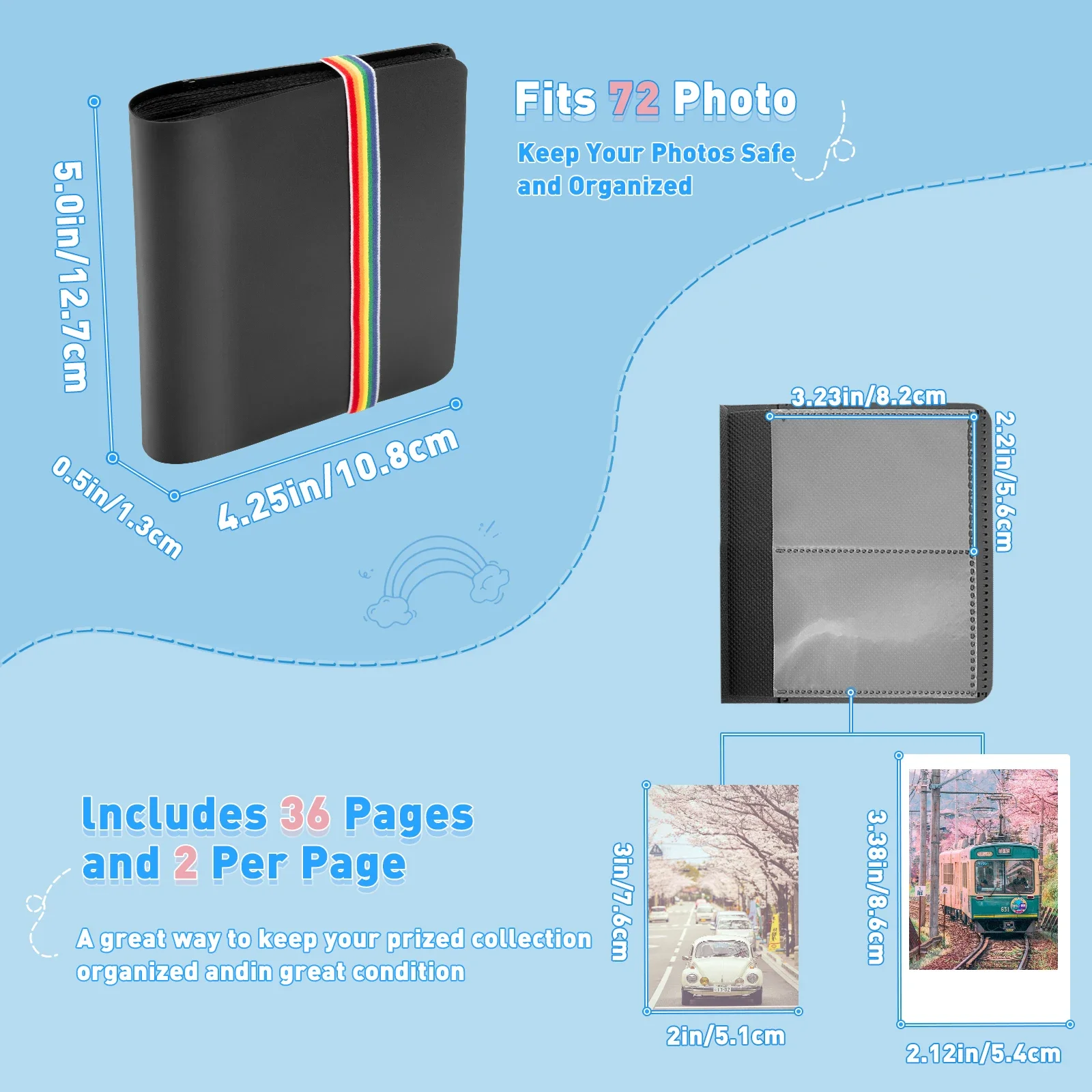 Yinke กล้อง EVA สําหรับ Polaroid Go Instant Mini กล้อง (9035/9070/9071) hard Organizer แบบพกพาพกพากระเป๋าเดินทางกระเป๋า