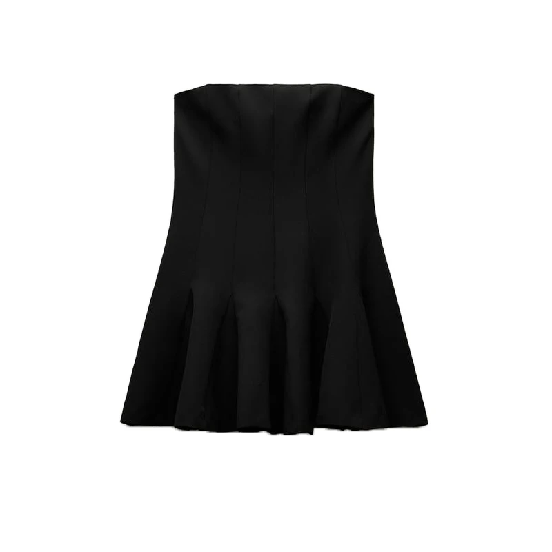 Spring New Women's ort Wide Sweep One oulder Straight Collar Tube Dr High Waist Polyester Fiber Summer Commute Sle