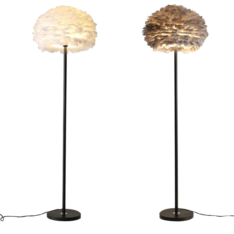 

Modern Creative Feather White Grey Floor Lamp Minimalist Standard Light for Living Room Shop Bedside Decoration Standing Lamps
