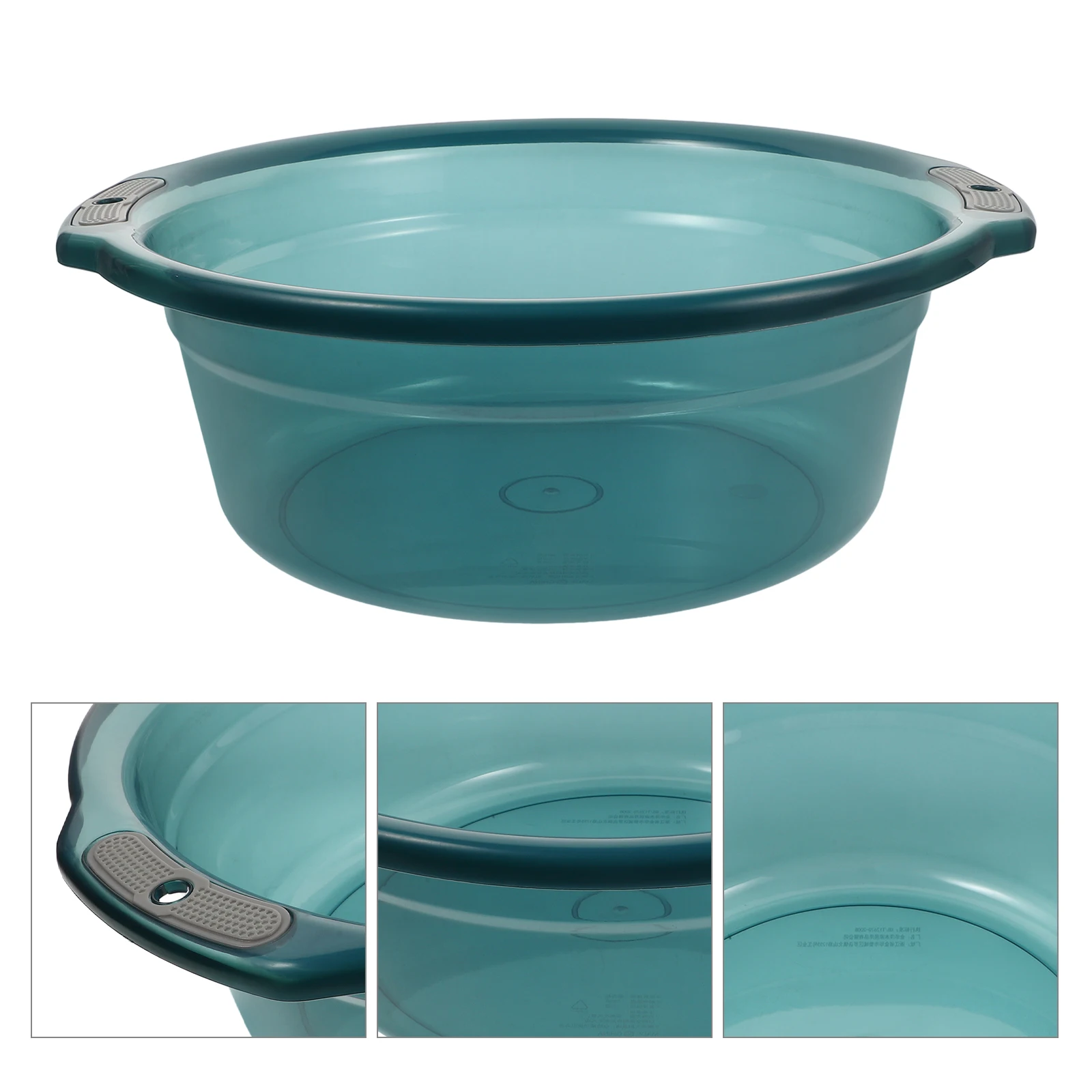 

Clear Hand Foot Basin Round Washing Tub Dual Handles Spacious Laundry Bucket Plastic Pet Bath Dishpan for Elderly