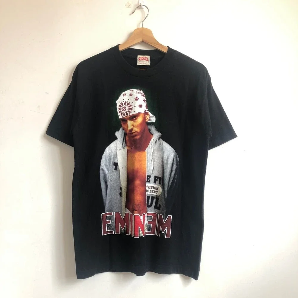 Koszulka w stylu Vintage Eminem Hip Hop Rap Tee Boot Rap Shirt