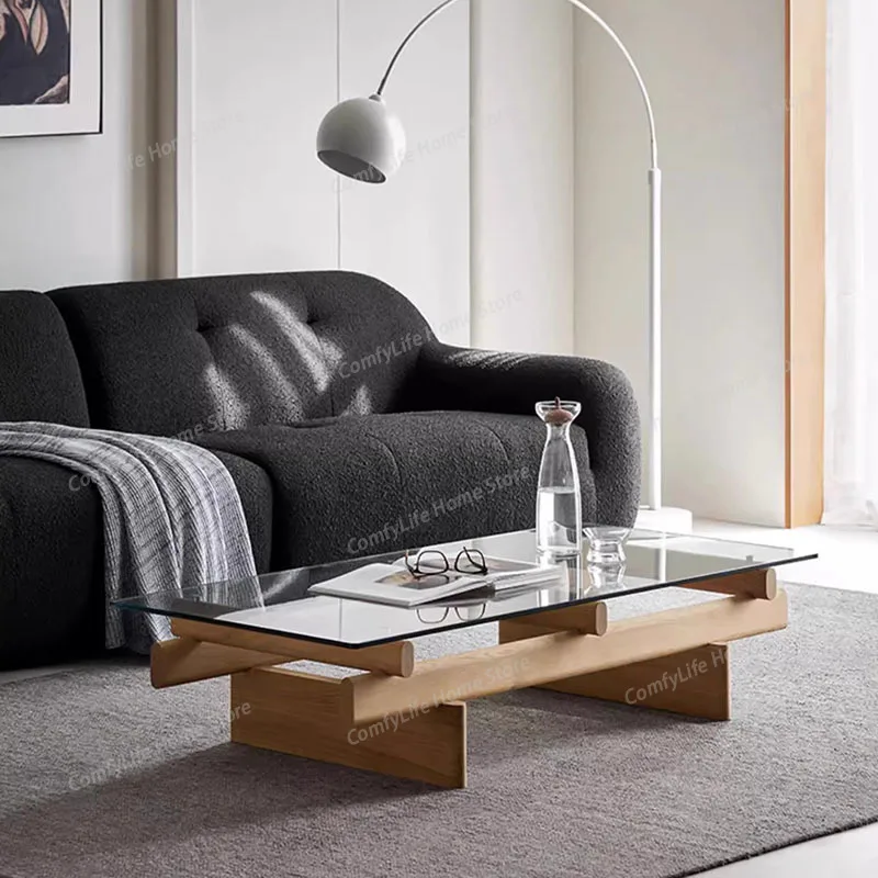 

Wood Simple Coffee Table Living Room Luxury Glass Unique Coffee Table Minimalist Modern Mesa Auxiliar Lounge Suite Furniture