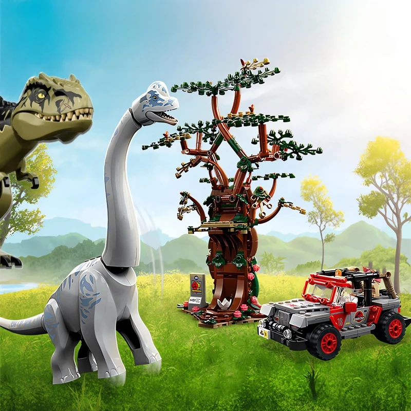 Jurassic series giant brachiosaurus building block model puzzle assembly toy for kids gifts