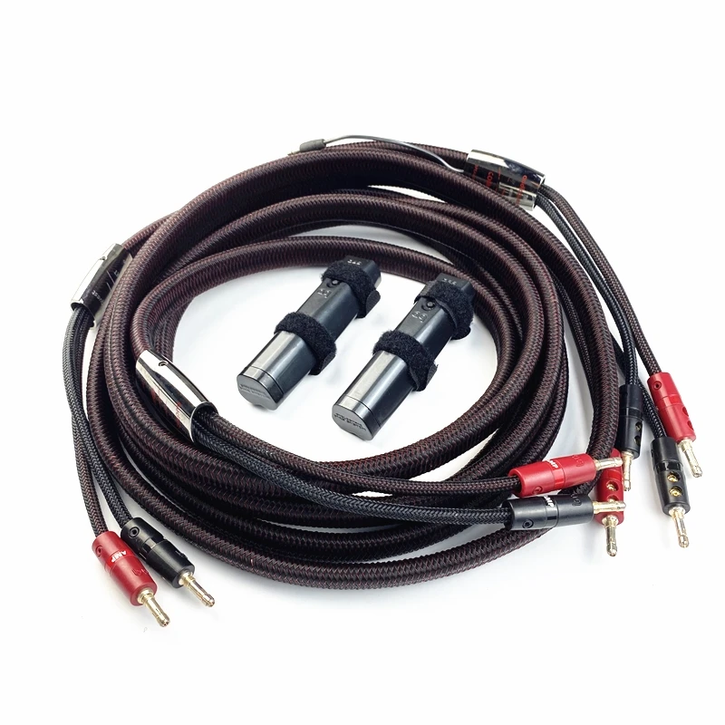 Hi-end Duplo Star Speaker Cable, Quad Speaker Cable, HiFi Audio Line, Banana e Spade Plug