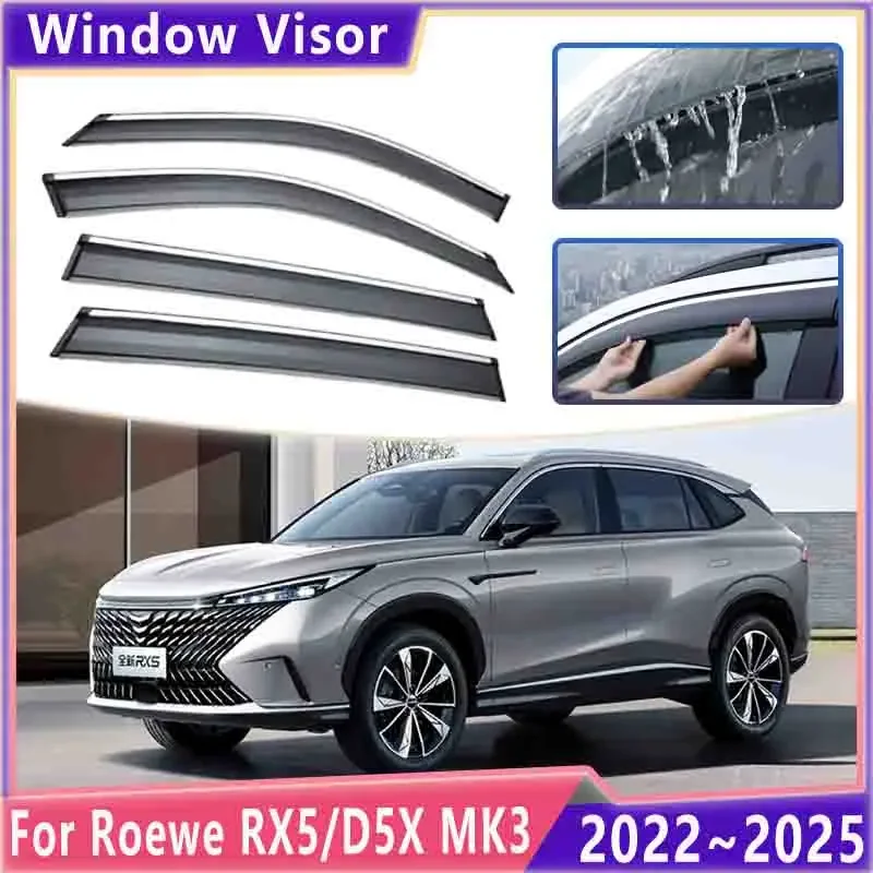 

Car Side Window Visor For Roewe RX5 D5X ERX5 MK3 2022 2023 2024 2025 MG HS MK2 Rain Deflector Awnings Cover Auto Accessories 4X