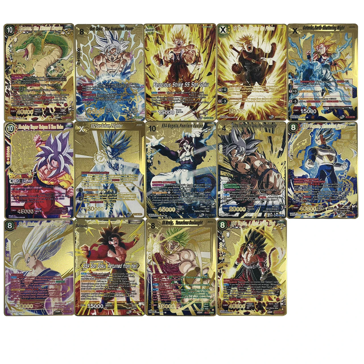 14 modelos DIY Dragon Ball Serie Inglesa Tarjeta Coleccionable de Metal Super Saiyan Anime TCG Marcador de Metal Juego de Cartas Coleccionables Juguete