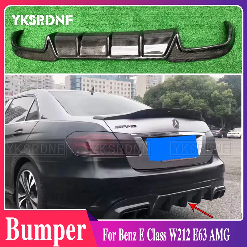 Carbon Fiber Car Rear Bumper Diffuser Lip Spoiler Bracket Exhaust Plate For Mercedes Benz E Class W212 E63 AMG 2008-2016