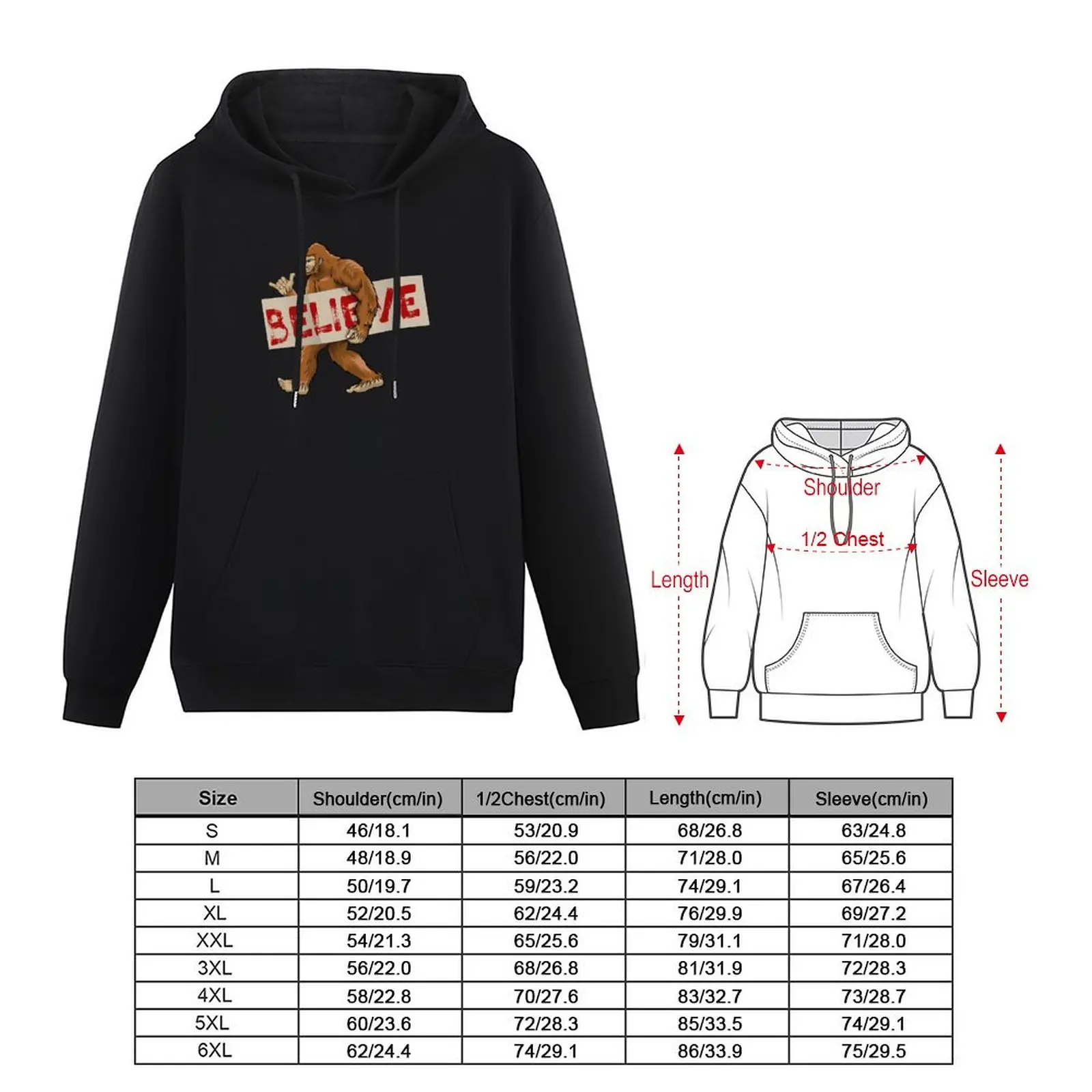 Bigfoot Believe Illustration Pullover Hoodie men's winter sweater men clothing autumn jacket men japanese hoodie