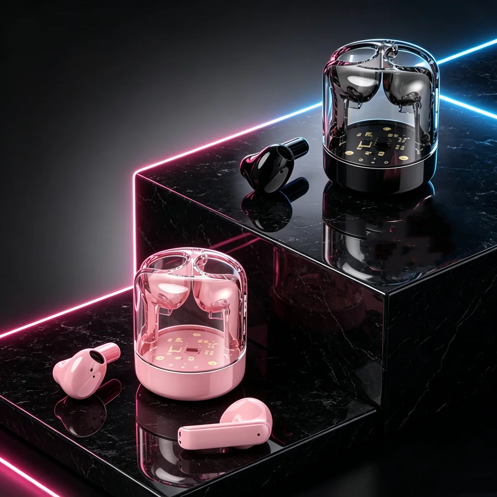 Wireless HIFI Stereo 5.3 Bluetooth Headphones Music Bucket With Light Effect In-Ear Noise-Cancelling Sports Gaming Headphones