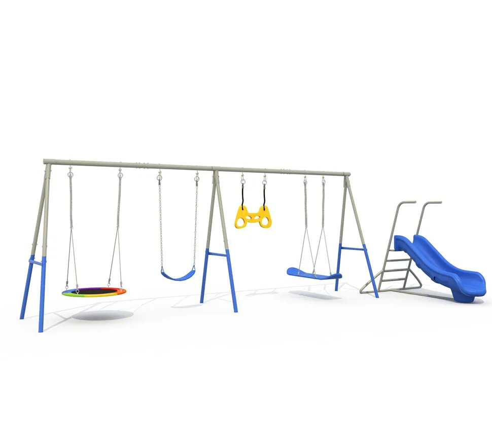 Crianças jardim ao ar livre disco de metal balanço conjunto cinto aro basquete comercial ao ar livre playground balanço com slide e balanço para