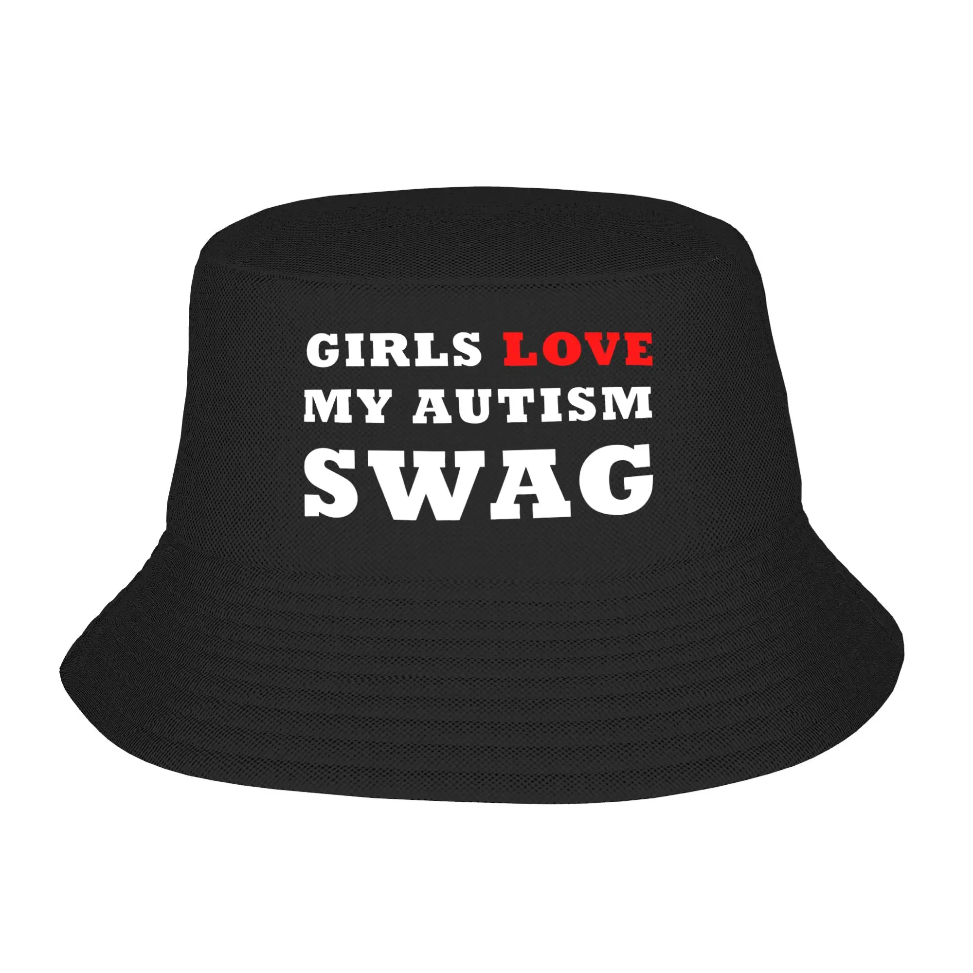 Girls Love My Autism Swag Funny Autism Awareness Shirt  Bucket Hat Fisherman Caps Breathable Hunting Sun Hats For Men Women Cap