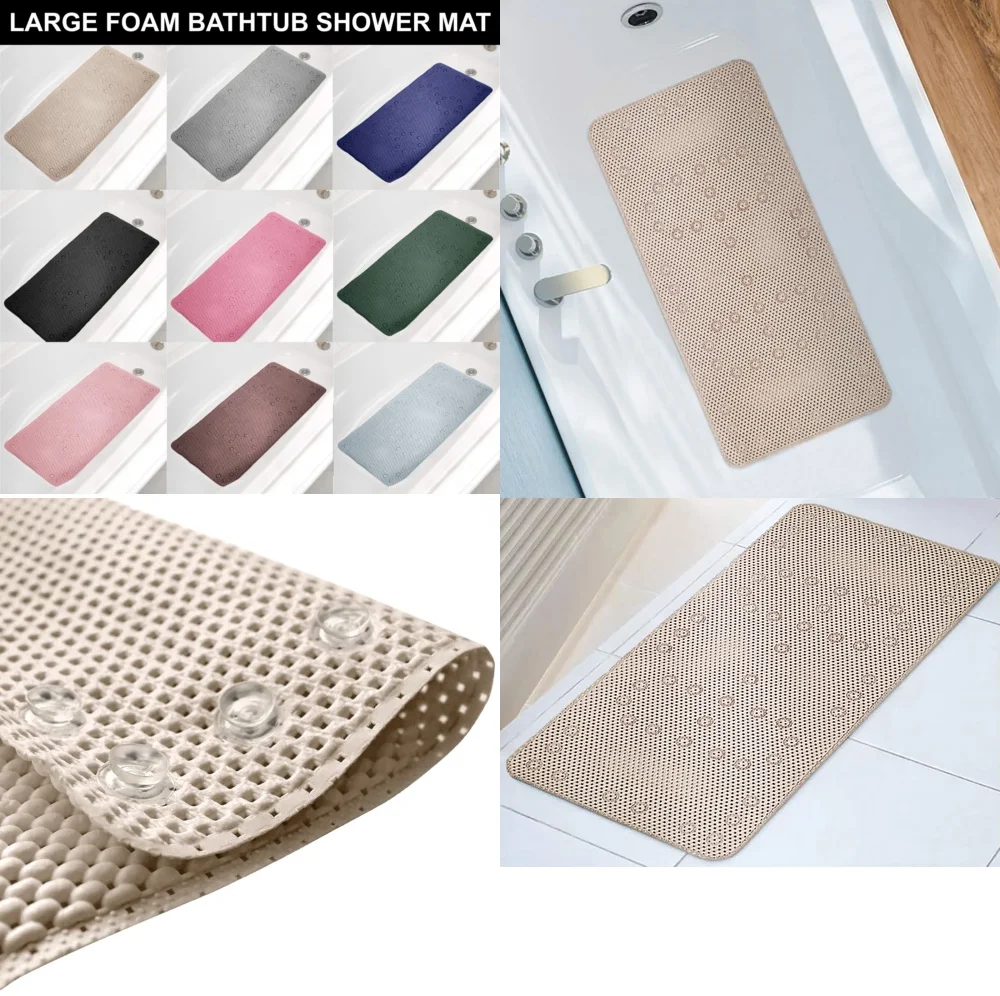 

Non Slip Tub Mat Foam Bath Mat for Shower Bathtub with Strong Suction Cups 36 x 17 Safety Bath Mat for Elderly and Kids Soft