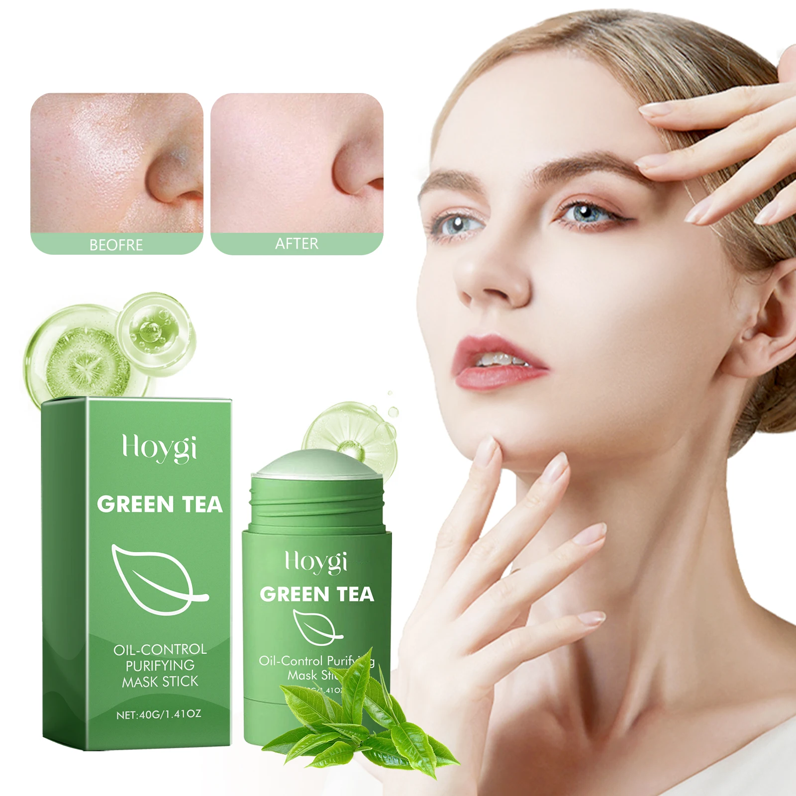 Green Tea Cleaning Facial Mask Stick Deep Cleanse Tender&Smooth The Face Moisturize Fine Pores Solid Cleaning Facial Mask Stick