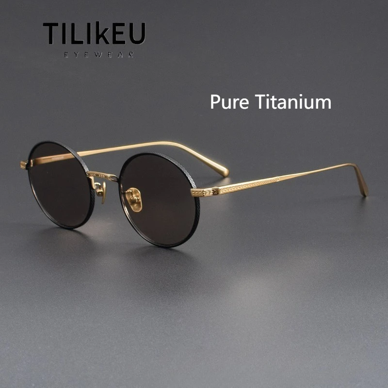 

Japanese Retro Round Nylon Sunglasses 2025 New Men and Women Pure Titanium Frame Fashion Round Shades Night Vision Lens UV400