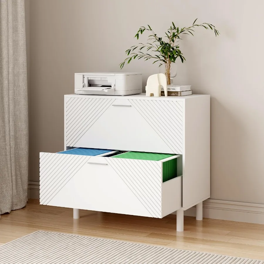 Home Office 2-Drawer Lateral File Cabinet With Steel Construction In Matte Black Featuring Smooth Gliding Drawers And Lockable