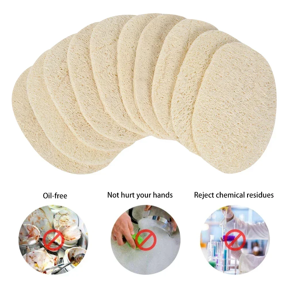 1/10Pcs Kitchen Clean Brushes Pad Natural Luffa Sponge Dish Washing Cloth Loofah Scrub Pad Dish Pot Scrubber Sponge Household