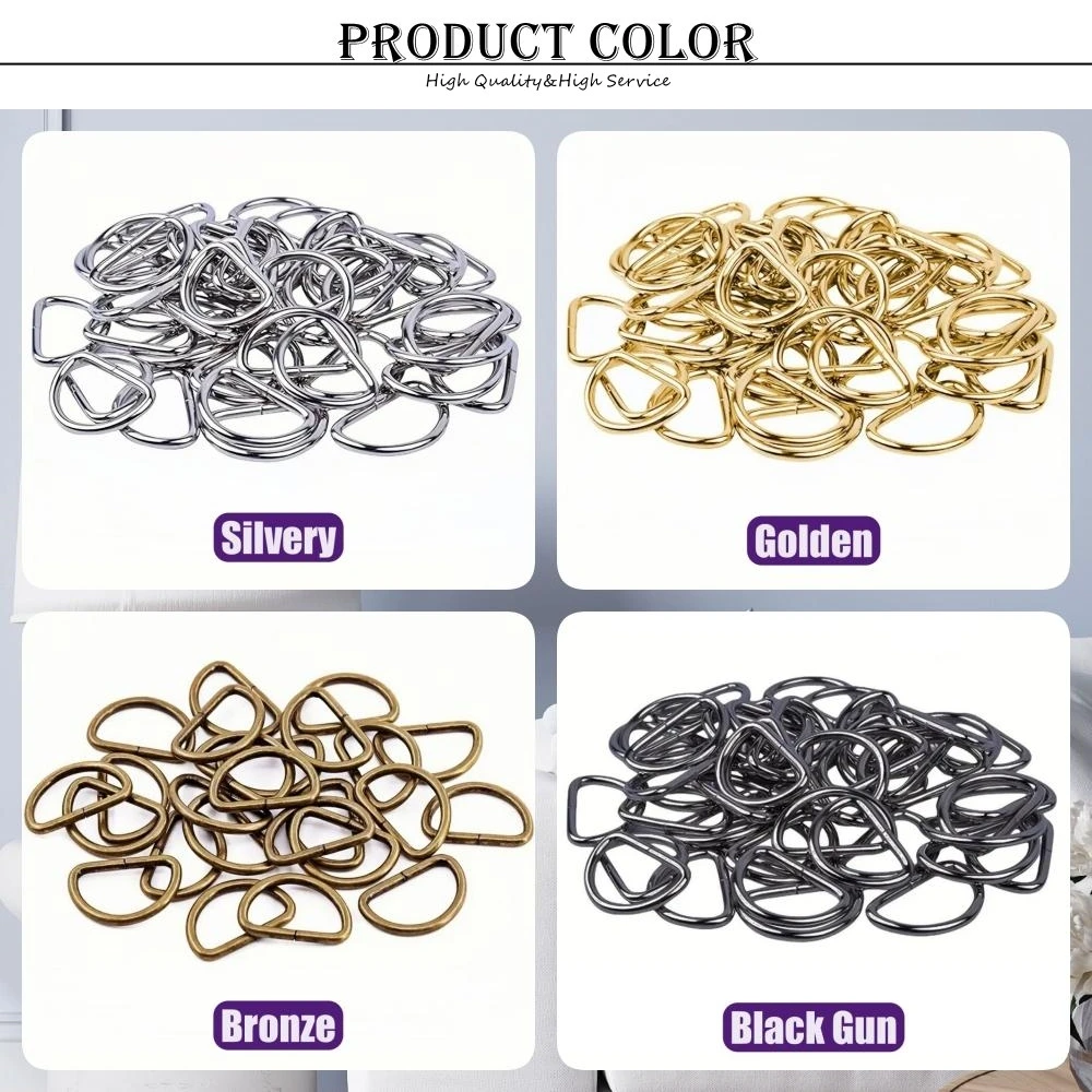 20Pcs Metal D Ring Connection Buckle for Belt Handbag Strap Bag Shoes Hardware DIY Sewing Accessories 10/12/15/20/25/32/38mm