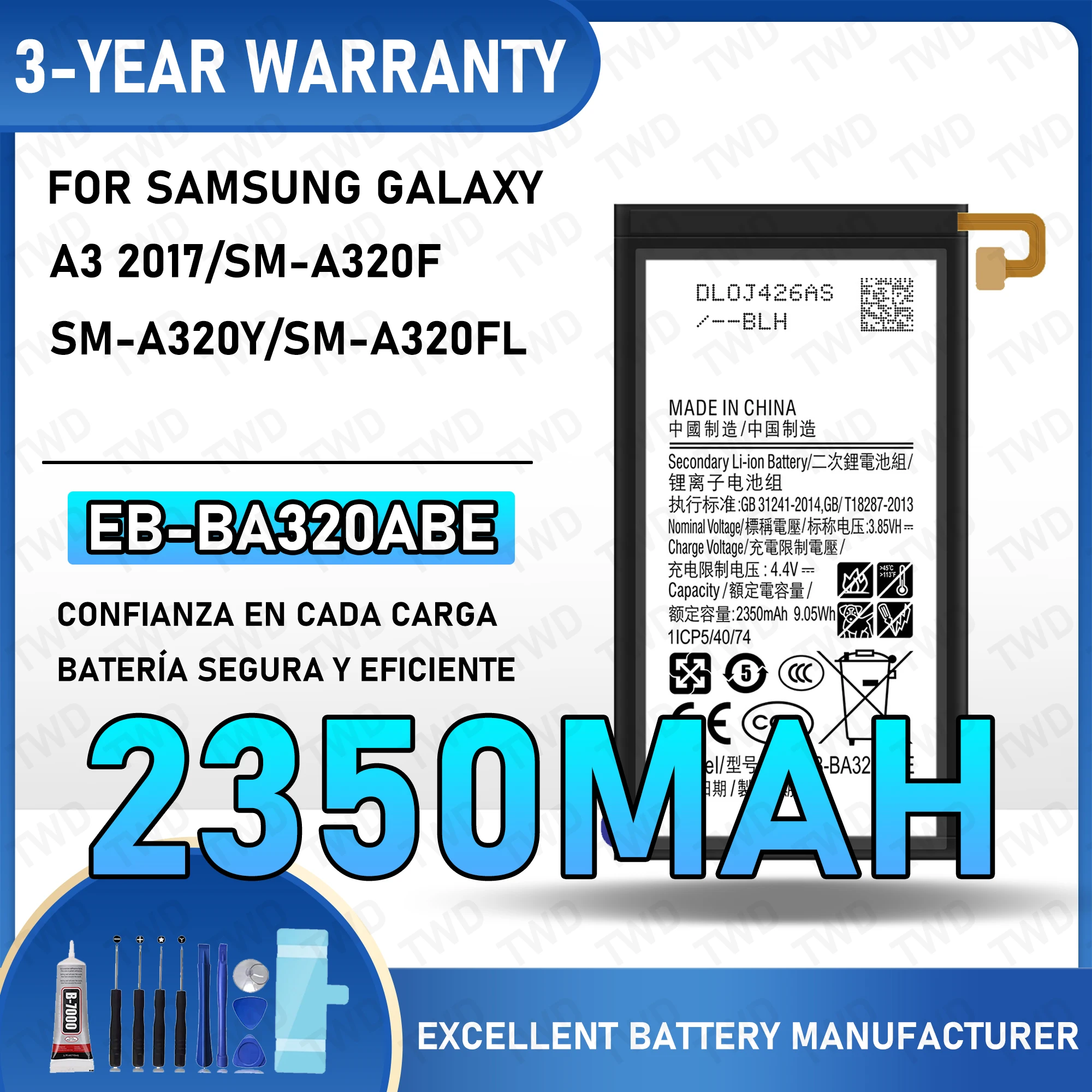 

EB-BA320ABE Large capacity Battery For Samsung Galaxy A3 2017/SM-A320F/SM-A320Y/SM-A320FL Batteries New High Quanlity+Free Tool