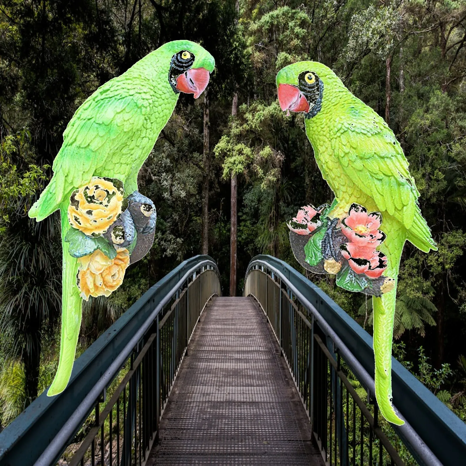 Outdoor Parrot Statue Resin Decorative Bird Sculpture Large Animal Figurine for Garden Patio Lawn Tree Art