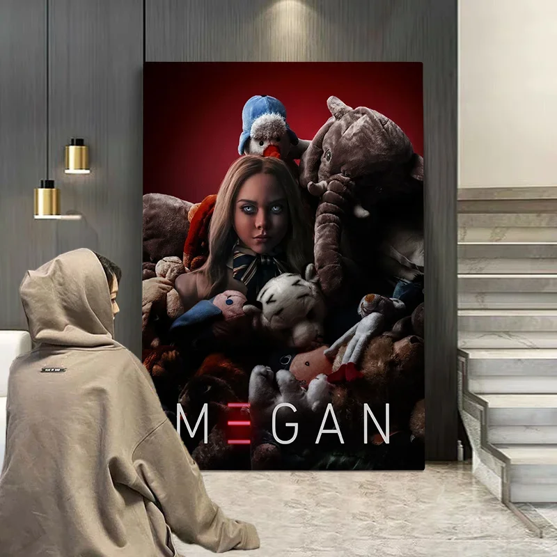 ملصق فيلم رعب M3gan ، فيلم جدارية ، لوحة قماشية ، رسم جداري ، جماليات جدارية ، مطبوعات دمية رقص ، ديكور منزلي