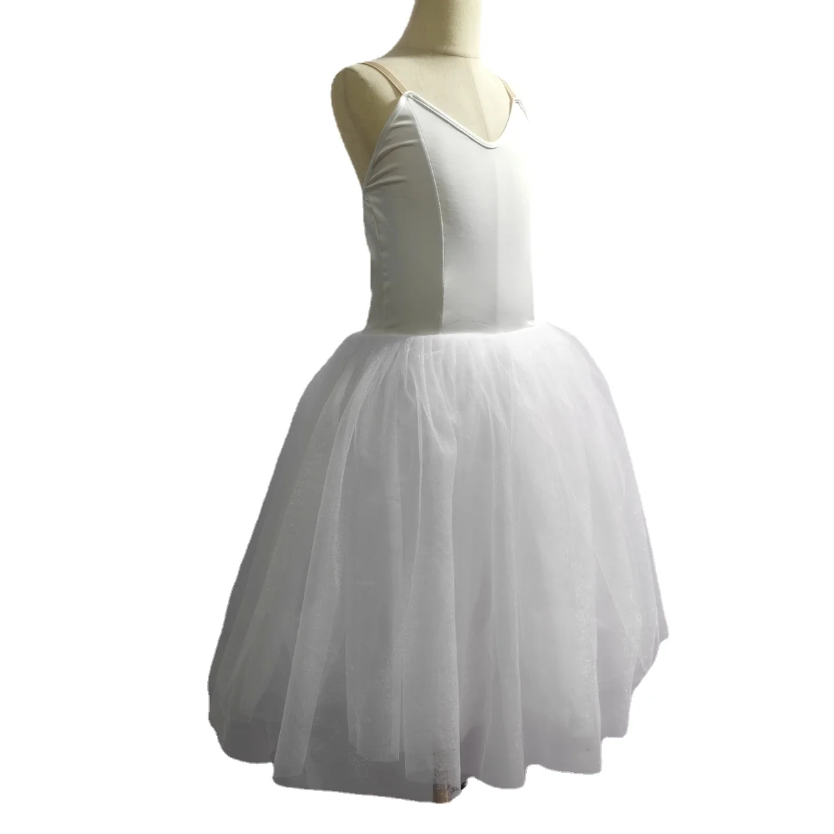 Jupe Tutu de Ballet pour Enfants, Costume Blanc, Combinaison à Bretelles, Pelucheux, Cygnet