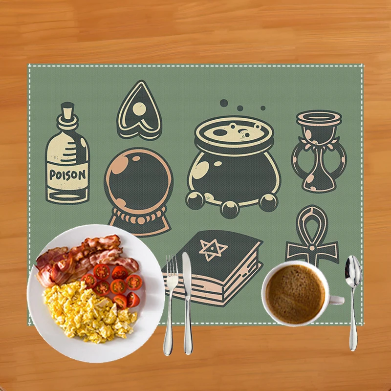 Witch Ouija Spirit Board Table Mats wprurighy Women tovaglietta di lino per tavolo da pranzo stregoneria Coffee Cup Pads Halloween Party