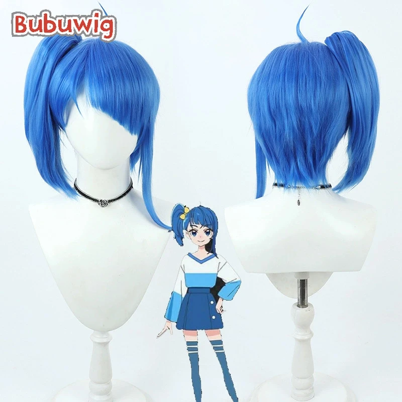 Bubuwig Synthetic Hair Sora Harewataru Cosplay Wigs Futari wa Pretty Cure Sora Harewataru 40cm Blue Ponytail Wig Heat Resistant