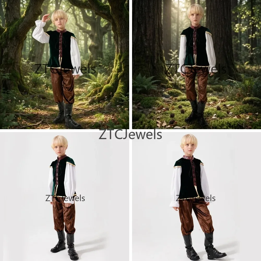 

German Beer Festival Costume Medieval Prince Cosplay Outfit Boys European Ethnic Clothing Set for Stage Performance